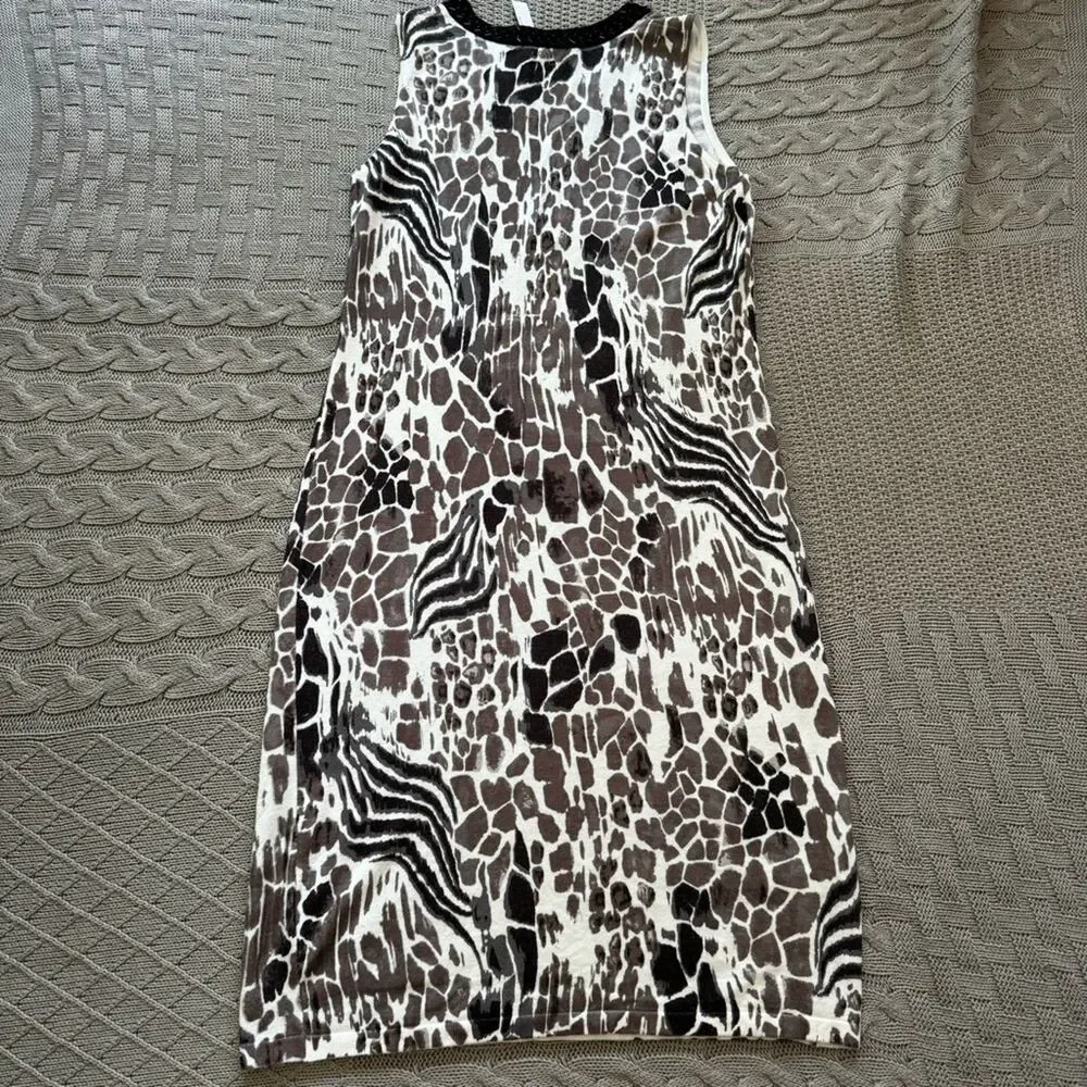 NWT Adrienne Vittadini Animal Print V Neck MIDI Dress ~ Medium
